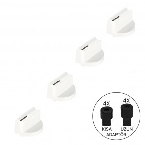 White Oven Knob Set With Long/Short Adapter