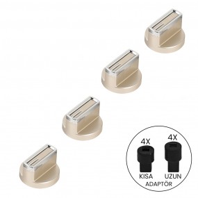 Gold Chrome Oven Knob Set Striped With Long/Short Adapter