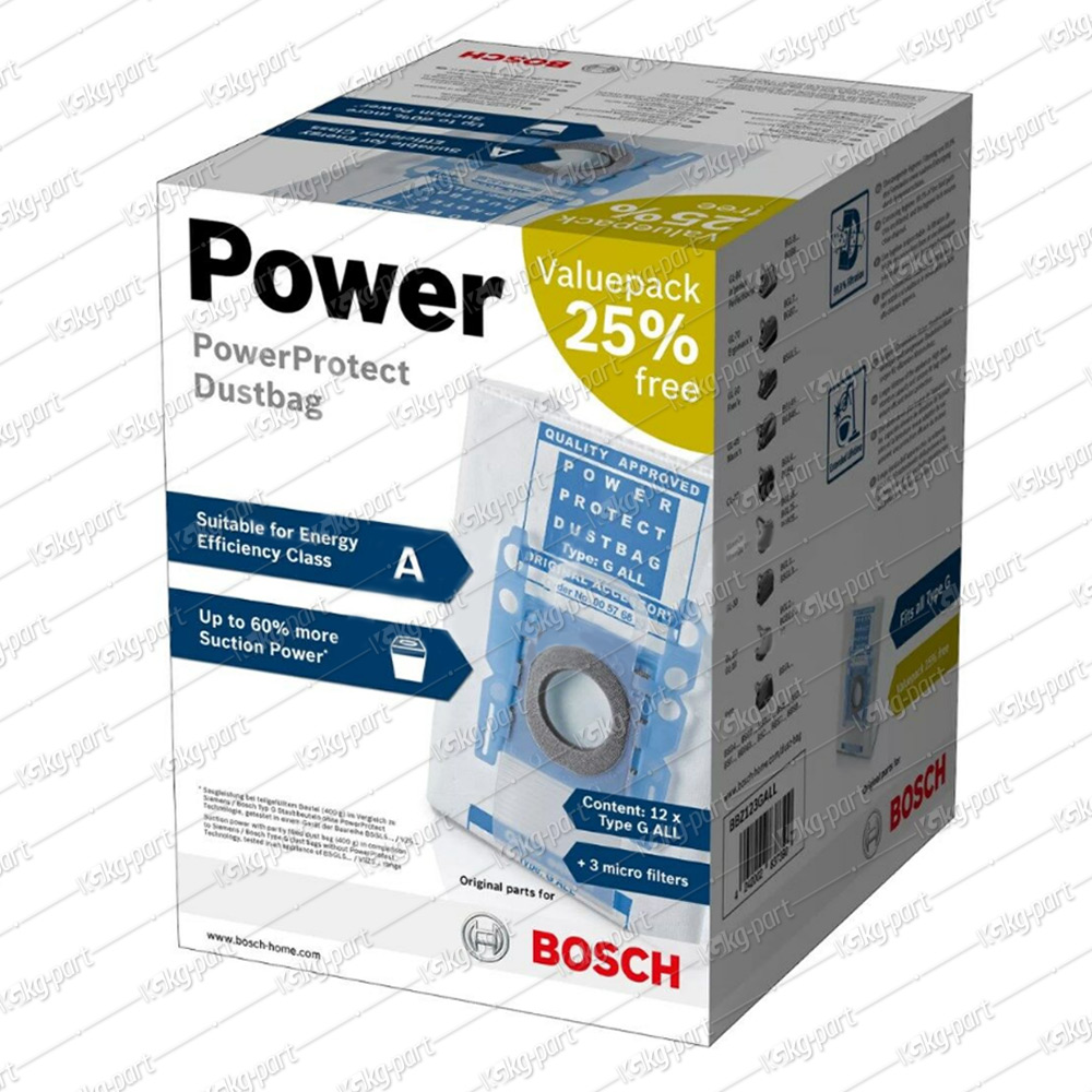 Bosch G-ALL PowerProtect Vacuum Cleaner Dust Bag Mega Pack 12pcs